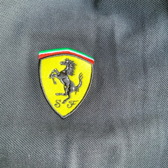 FERRARI Scuderia Official Pique Black Classic Polo Shirt Cotton Men’s SZ Medium - Picture 4 of 16